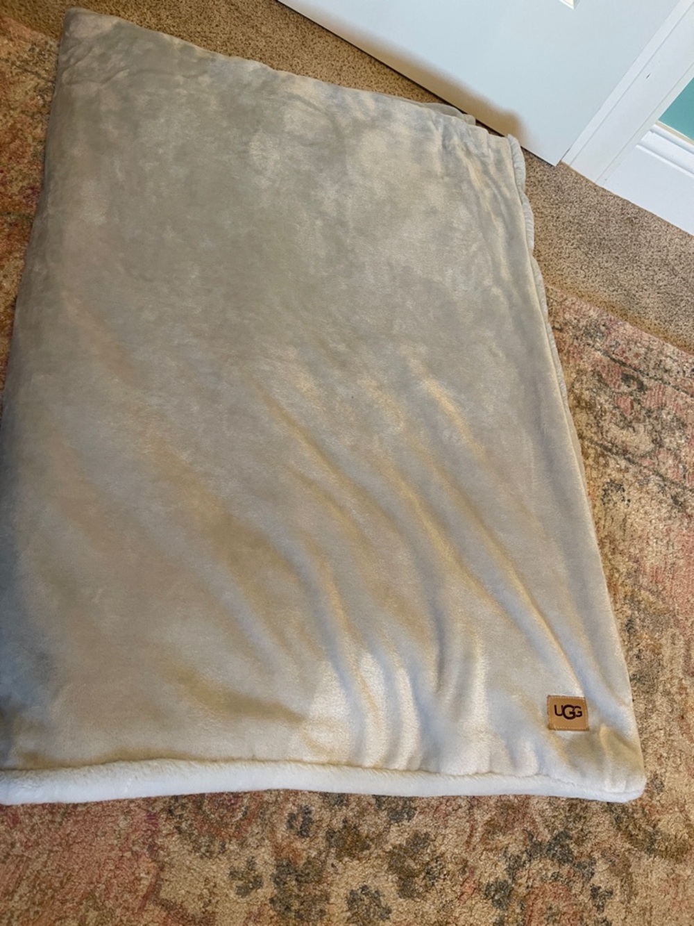 UGG Light Gray Plush Throw Blanket